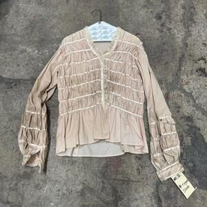 50s does 1800s Vintage Pink Pleated Victorian Style Blouse Film Costume